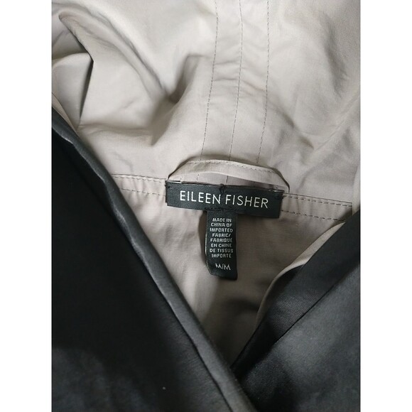 Eileen Fisher Organic Cotton Nylon Reversible Hooded Jacket Black/Gray Medium - Picture 5 of 13
